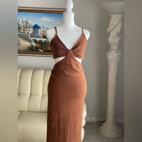 Lulu’s Opening Night Olive Green Cutout Bodycon Maxi Dress size S - Picture 6 of 7